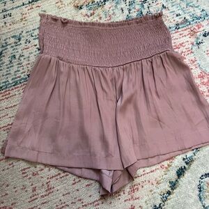 L Mauve Satin Shorts